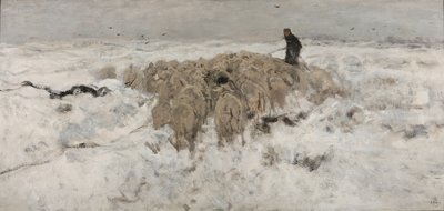 Gregge di pecore nella neve da Anton Mauve